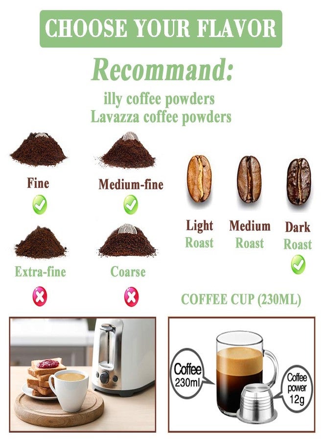 CAPMESSO Stainless Steel Reusable Coffee Capsule, Metal Refillable Coffee Pod Compatible with Nespresso Vertuoline GCA1/ENV135/ENV150/BNV420 (8OZ(Coffee Cup)+10 Silicone Rings) - Image 4